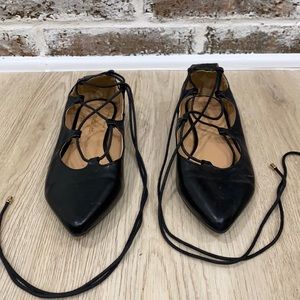 Black Lace up Flats